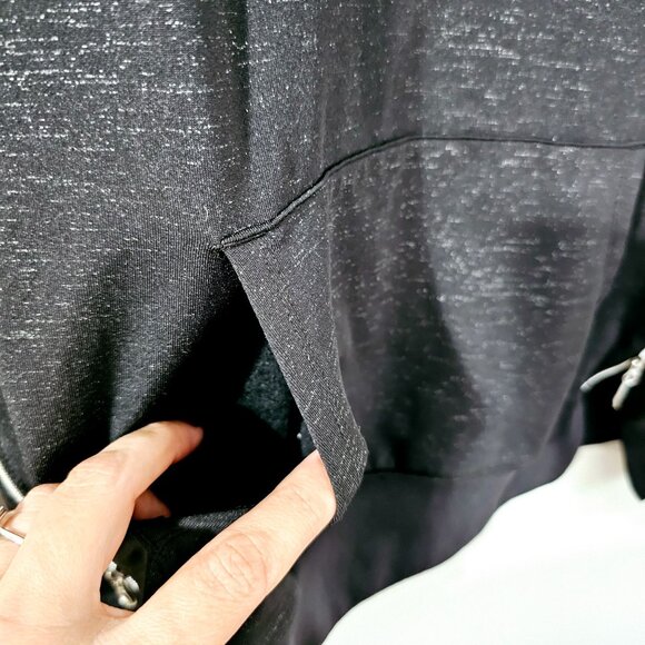 Aspire Womens Black Long Sleeve Sweatshirt M Zipper Pockets & Crew Neck~SW112.11 - Picture 3 of 7